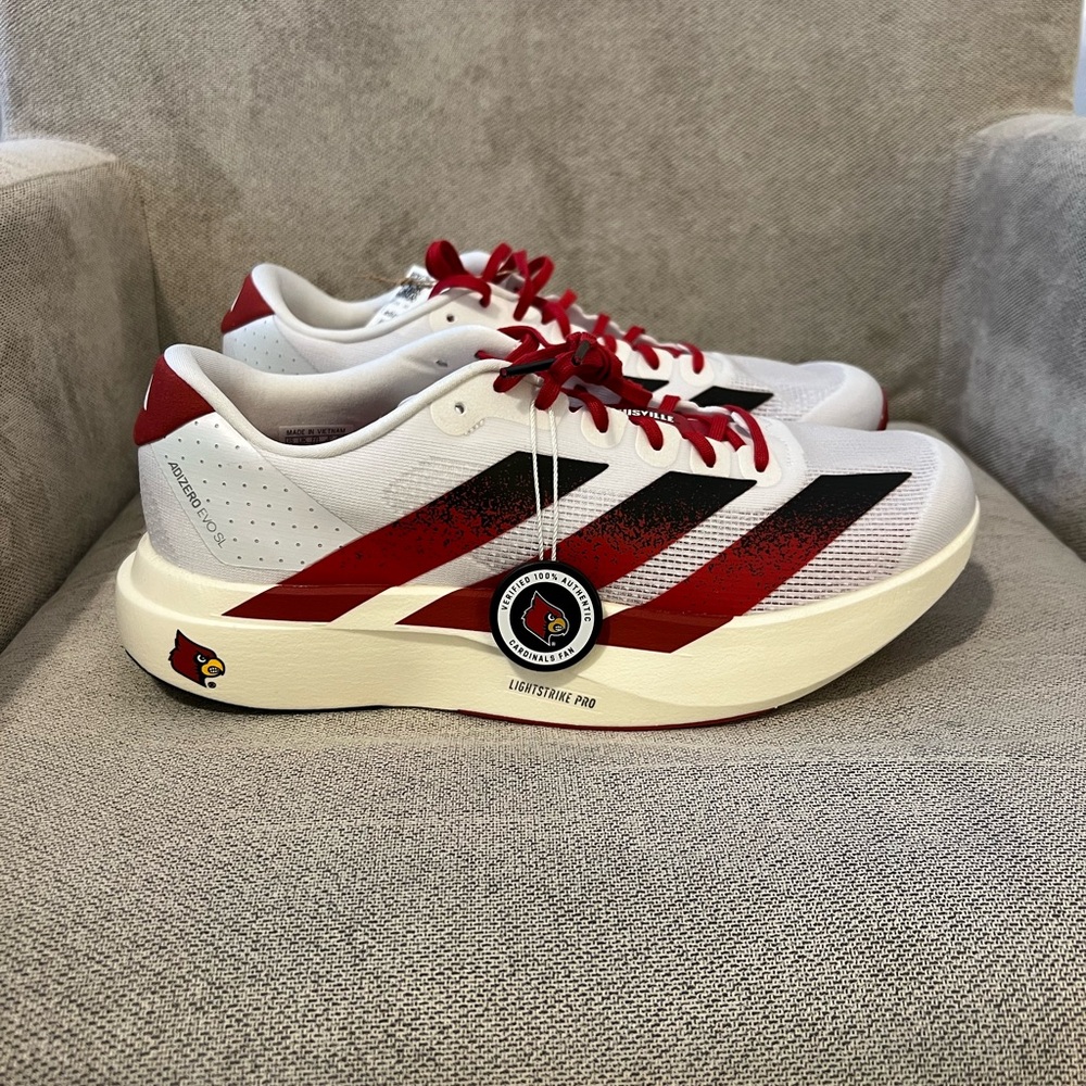 Adidas Evo SL Men's White and Red Louisville Cardinals Edition